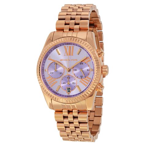 Michael Kors Lexington Chronograph Purple Dial Rose Gold